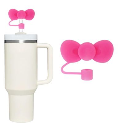 Rose Bow Straw Cover for Stanley 40&30 Oz Cup, 10mm Silicone Straw Covers Cap for Stanley Cup Accessories, Cute Straw Topper for Tumblers, Straw Cap Stopper for Reusable Straws Tip Lids