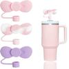 Rose Bow Straw Cover for Stanley 40&30 Oz Cup, 10mm Silicone Straw Covers Cap for Stanley Cup Accessories, Cute Straw Topper for Tumblers, Straw Cap Stopper for Reusable Straws Tip Lids view 2