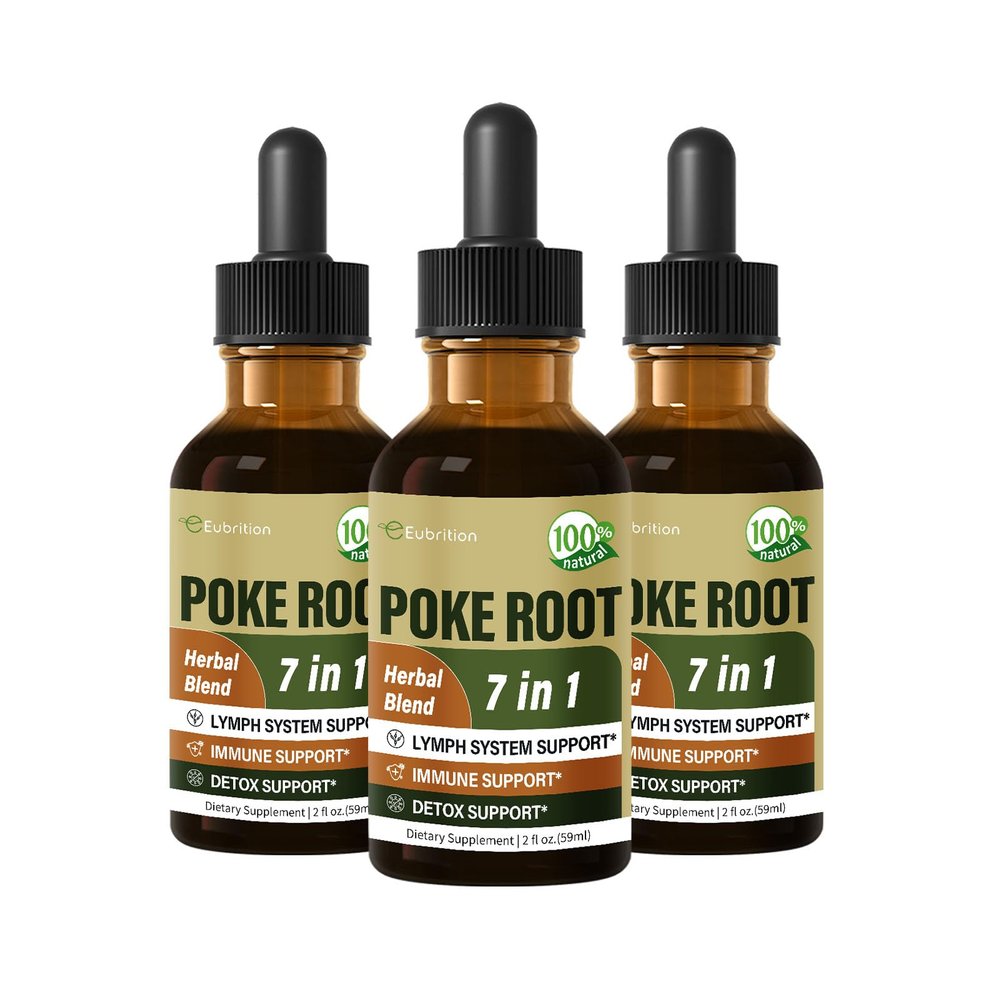 Eubrition Poke Root Extract Drops for Lymph System Support, Lymphatic Drainage Supplement for Lymphedema, 7 in 1 Formula with Goldenseal for Immune Support, Dandelion for Detox & Cleanse. 6oz