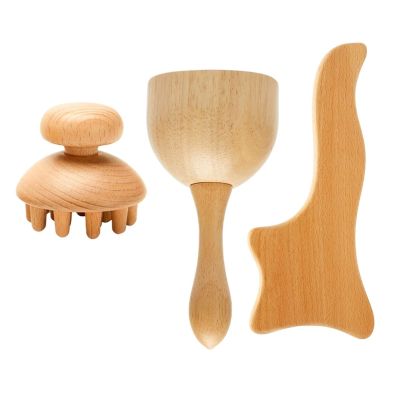 Anti Cellulite Wood Therapy Massage Tools Wooden Massager Roller Gua Sha Cup Maderoterapia Kit Lymphatic Drainage(Style s)