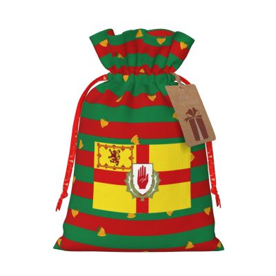 NUSDB Ulster Scots Flag Christmas Gift Bags, Santa Wrapping Bag,with Drawstring and Tags for Reusable