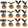 12pcs Halloween Cupcake Toppers Sparkling Black Glitter Bat Decorations For Themed Parties Birthdays Party Supplies Cake Decoration view 1