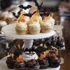 12pcs Halloween Cupcake Toppers Sparkling Black Glitter Bat Decorations For Themed Parties Birthdays Party Supplies Cake Decoration view 2