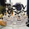 12pcs Halloween Cupcake Toppers Sparkling Black Glitter Bat Decorations For Themed Parties Birthdays Party Supplies Cake Decoration view 3