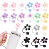 Beige Flowers Silicone Straw Cover for 10mm Straw Covers Cap for Stanley Cup Accessories, Cute Straw Topper for Tumblers Straw Cap Stopper for Reusable Straws Tip Lids view 2