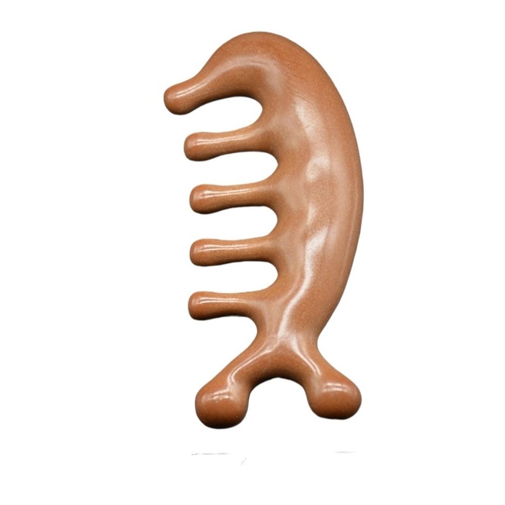 1pcs Imitative Wood Body Meridian Massage Comb Resin Face Shoulder Neck Comb Therapy Circulation Guasha(Style a)