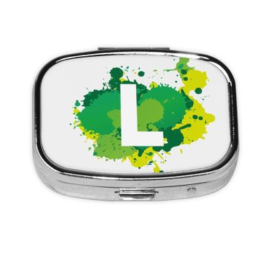 Custom Initials Pill Box Organizer with Your Name, Colorful Personalized Pill Holder Container for Vitamins with Text Ideal for Travel, Pocket, and Purse, Splatter Letter L