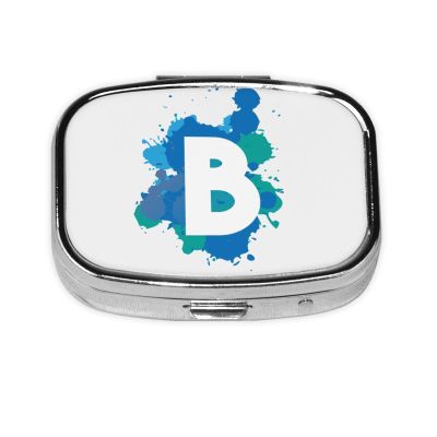 Custom Initials Pill Box Organizer with Your Name, Colorful Personalized Pill Holder Container for Vitamins with Text Ideal for Travel, Pocket, and Purse, Splatter Letter B