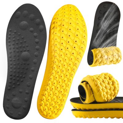 4D Cloud Soles Insoles for Men and Women,Soft Shock Absorption Massage Sports Shoe Inserts, Arch Support Memory Foam Insole (Black, XL Men 11~12 /Women 12.5)