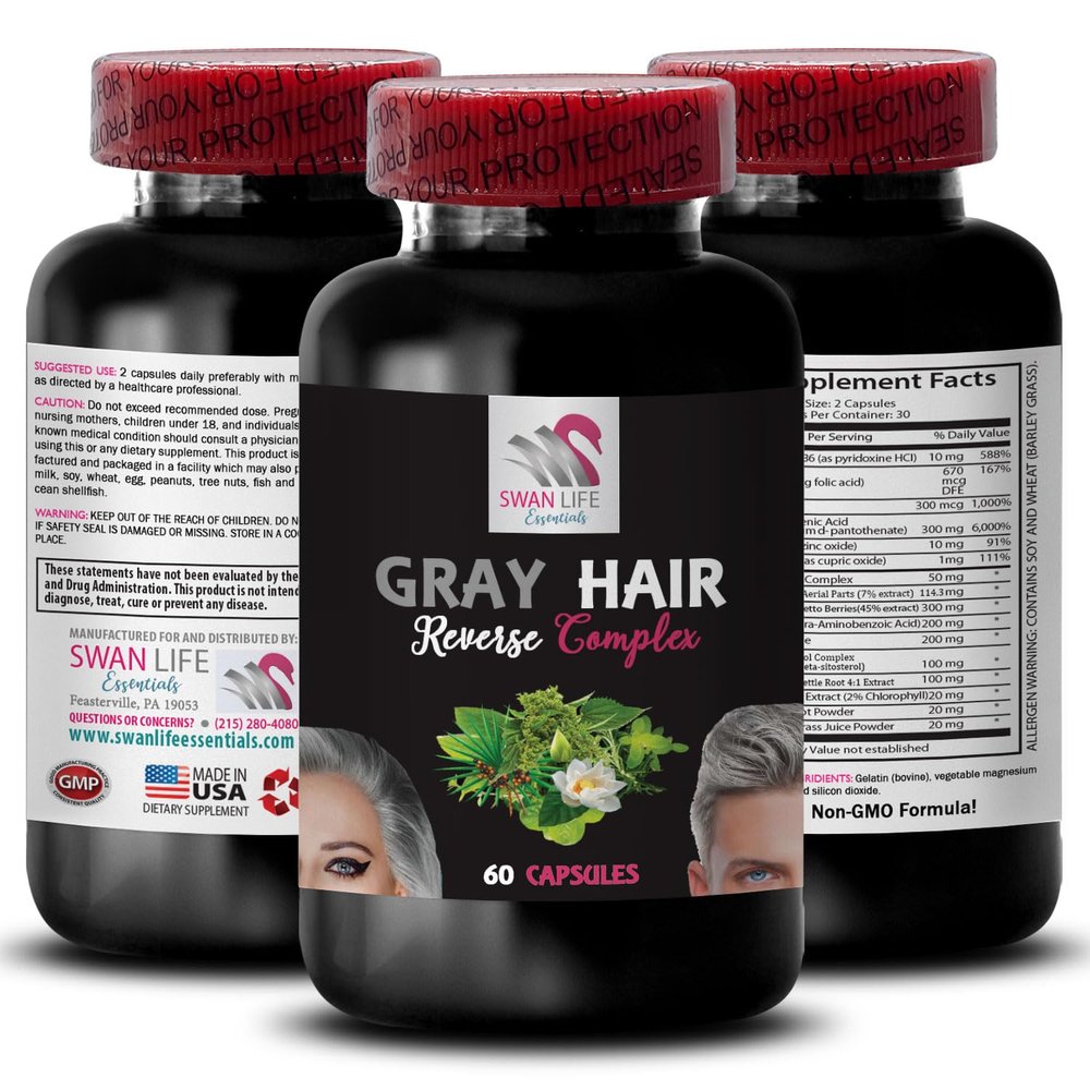 Biotin, dynamic color - GRAY HAIR REVERSE - renewed hair appearance, hair glow, fresh vibrancy, color re-energizer, lush hair, radiant sheen, hair sparkle, revitalizing formula 1 Bottle 60 Capsules