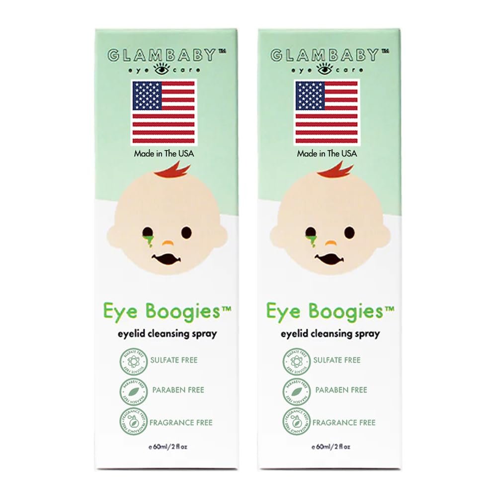 GlamBaby Eye Boogies Child Eyelid Cleanser Spray | Gentle Lid & Lash Hygiene | Wipe-Free Formula, Non-Toxic & Tear-Free for Kids (2 Pack)