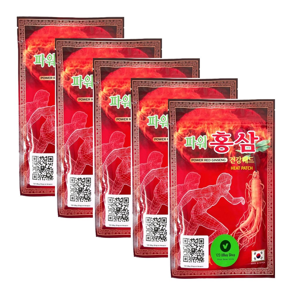 123 UBuy Shop_Korea Power Red Ginseng- Heat Patch- 5 Package/100 Heat Patches (5.2" x 3.7")