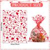 Friends 72 Pcs Valentines Day Cellophane Wrap Bags 24 x 30 Inch Large Plastic Clear Gift Basket Bags Red Heart Sack with Bow Ribbon for Valentines Classroom Prize Gift Exchange(heart) view 2