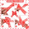 Friends 72 Pcs Valentines Day Cellophane Wrap Bags 24 x 30 Inch Large Plastic Clear Gift Basket Bags Red Heart Sack with Bow Ribbon for Valentines Classroom Prize Gift Exchange(heart) view 3