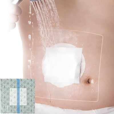 9" x 9" Ostomy Shower Cover Waterproof [Pack of 25], Ostomy Bag Shower Protector Stoma Shower Guard Colostomy Shower Shields for Women Men Showering, Non-Stick Central Pad