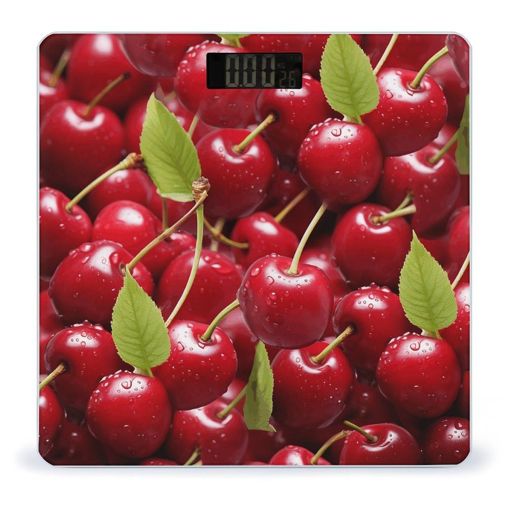 Electronic Scales,Red Cherries Print Basic Scales,Wireless Electronic Weight Scale,Portable Electronic Scale