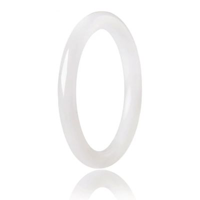 YMHOP White Natural Jade Bangle Bracelet for Women Healing Protection Good Luck Natural Gemstone Fengshui Jewelry for Wife Mother's Day Gift for Mom (White, 58-60mm diameter)