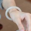 YMHOP White Natural Jade Bangle Bracelet for Women Healing Protection Good Luck Natural Gemstone Fengshui Jewelry for Wife Mother's Day Gift for Mom (White, 58-60mm diameter) view 2