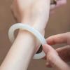 YMHOP White Natural Jade Bangle Bracelet for Women Healing Protection Good Luck Natural Gemstone Fengshui Jewelry for Wife Mother's Day Gift for Mom (White, 58-60mm diameter) view 3