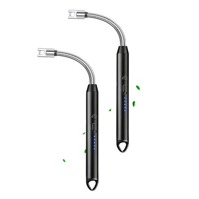 ELCELC 2 Pack Electric Candle Lighter Plasma Flameless Arc Windproof 360 Long Neck Flexible with LED Power Display Lighters for Candle for BBQ, Grill, Camping, Fireplace, Stove