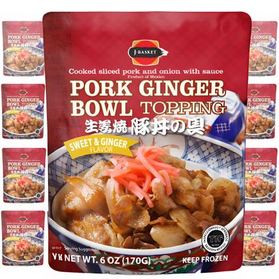 [Pack of 24] Japanese Style Sweet Ginger Pork Topping (Shogayaki/), Microwave Ready in 5 Mins, Convenient & Delicious Pantry Essential - 6 oz Each, Shipped Frozen with Cooler & Ice Pack