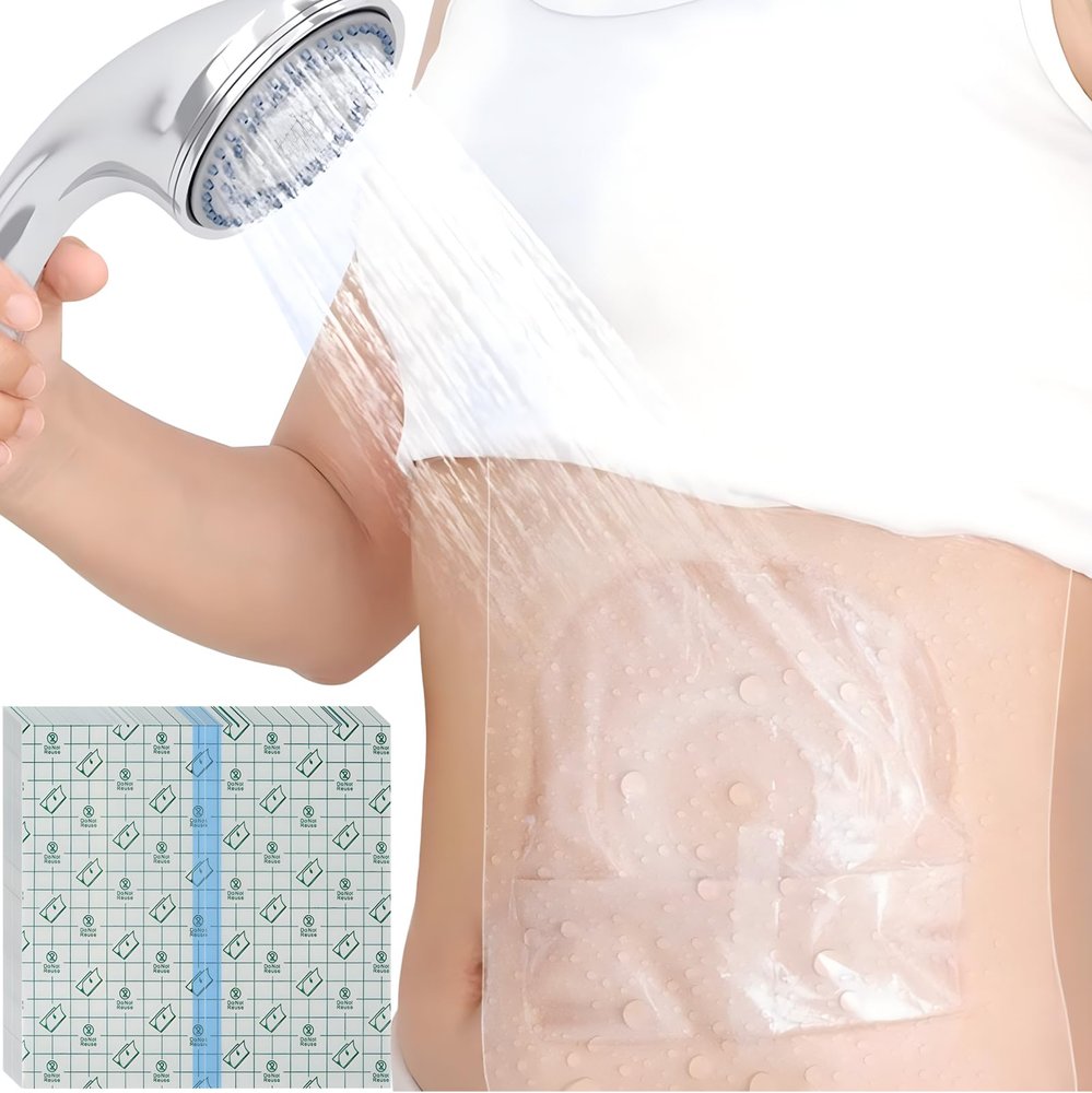 8" x 8" Ostomy Shower Cover [Pack of 25], Ostomy Bag Shower Protector Stoma Shower Guard Colostomy Shower Shields Waterproof Bandage for Women Men Showering