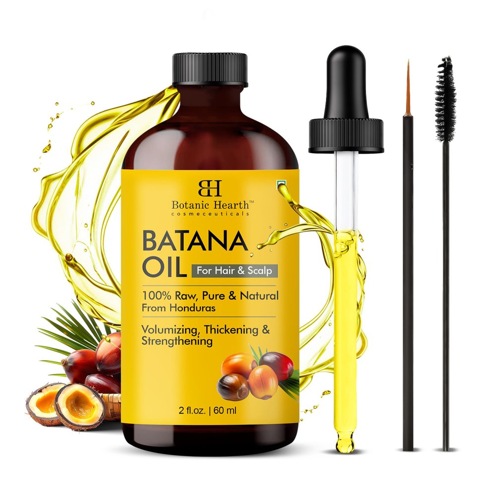 Botanic Hearth Batana Oil for Hair Growth & Home Hair Perm Kit | Dr Sebi Inspired, 100% Raw & Pure Batana Oil | Scalp & Hair Treatment for Thickness & Strength | All Hair Types | 2 fl oz