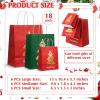 Humyoun 18 Pack Christmas Gift Bags Assorted Sizes with Tissue Paper Red Green Gift Bags with Golden Spot Gloss Xmas Tree (4 Small 6.5" 4 Medium 9.6" 4 Large 13") for Christmas Gifts Wrapping view 2