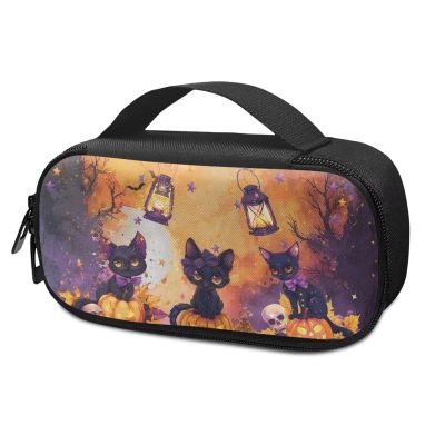 PJHEQOXE Jack-o'-Lantern Black Cat Insulin Cooler Travel Case Diabetic Case Insulated Organizer Portable Cooling Bag for Insulin Pen and Medication Diabetic Care Supplies Injection Travel Case