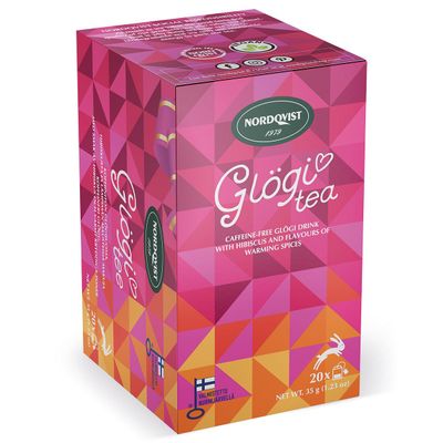 Hot & Cold Brew Glogi - Caffeine Free Herbal Tea Bags, 20pc Box by NordqvistTea (4 Boxes)
