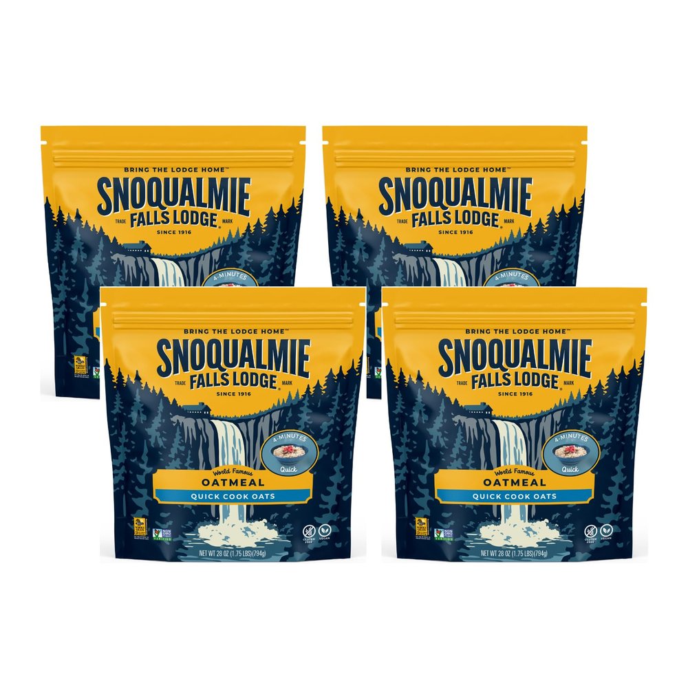 Snoqualmie Falls Lodge Quick Cooking Oatmeal, 28 OZ (Pack of 4)