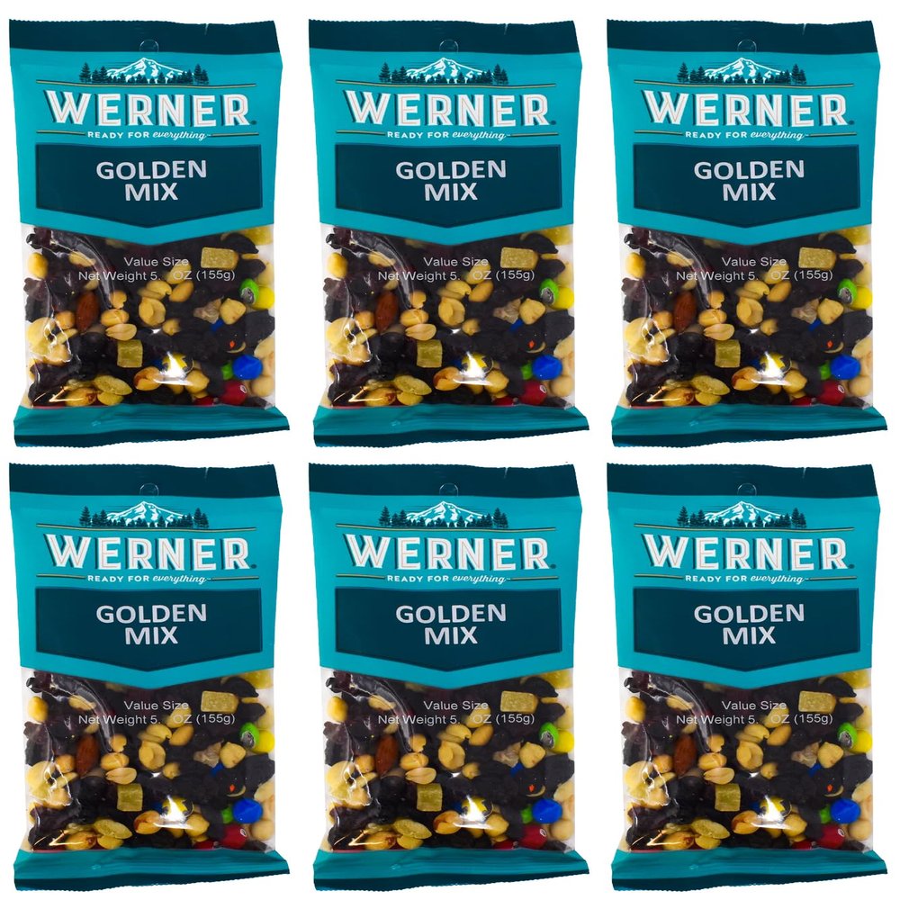 Werner Snacks Golden Trail Mix  Sweet and Salty Trail Mix Fruit and Nut Trail Mix 5 Ounces (Pack of 6)