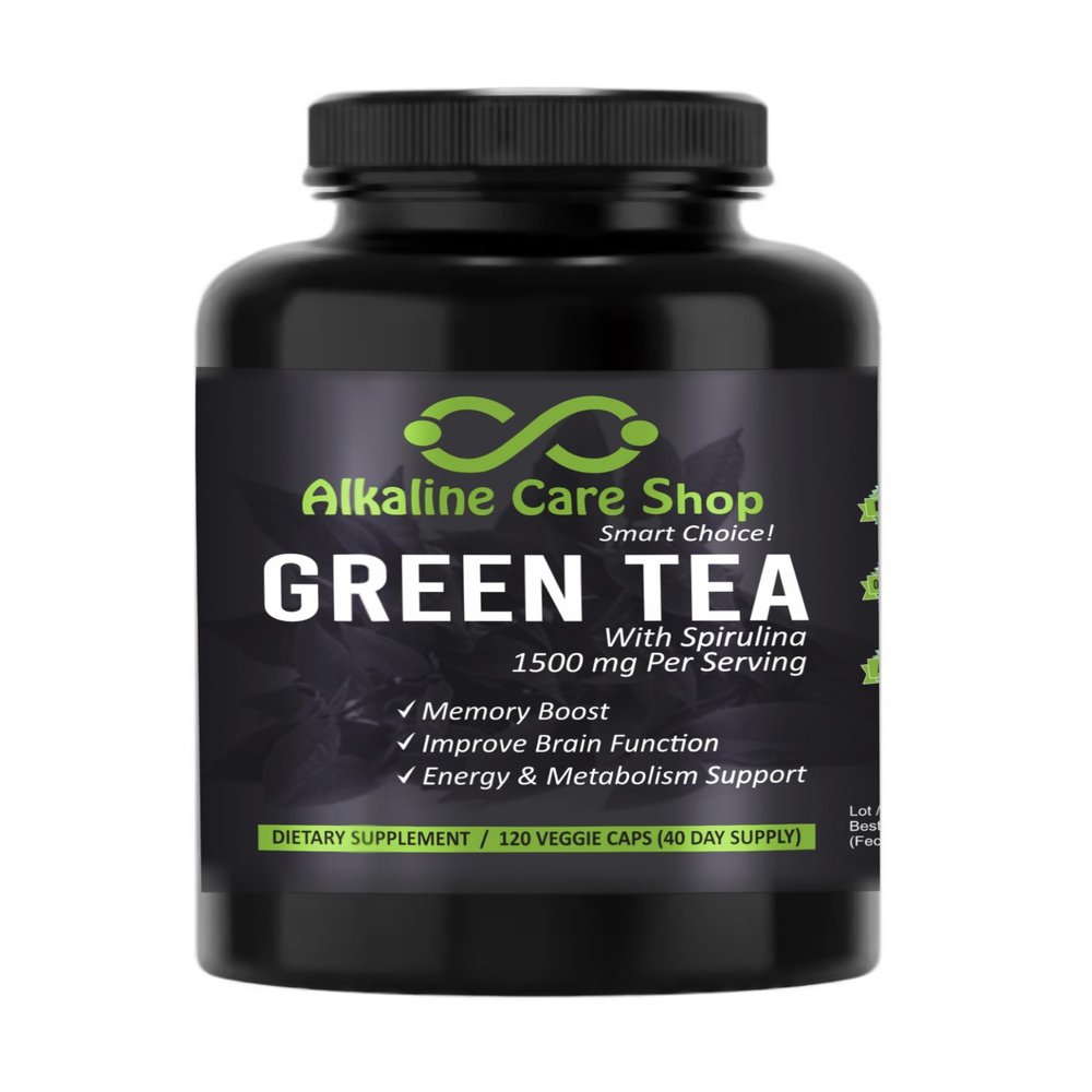 Alkaline Care - Green Tea with Spirulina Extract 1500mg - High Absorption Ultra Potent Green Tea Supplement with Spirulina - Green Tea for Energy & Metabolism Support Capsules - 120 Capsules