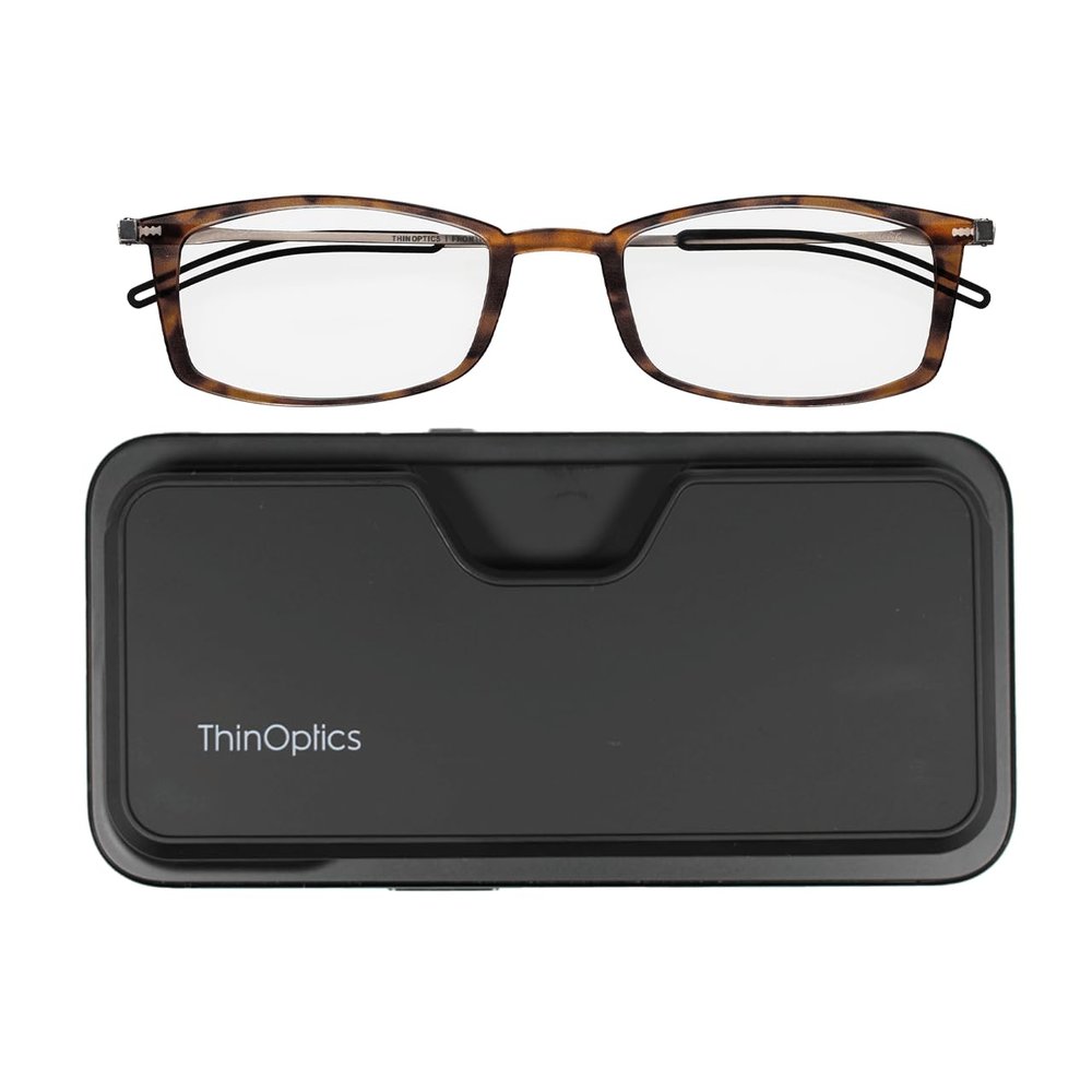 Always With You ThinOptics Reading Glasses - Ultra Thin and Lightweight Readers with Case - MagSafe Compatible - Tortoise 1.0x