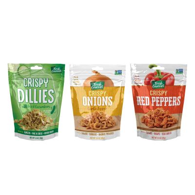 Fresh Gourmet Variety Pack - Includes Pickle-Flavored Crispy Dillies, Garlic Pepper Crispy Onions, and Crispy Red Peppers, 3.5 Oz Each - Perfect for Salads, Burgers, and Toppings (3-Pack) Variety Pack