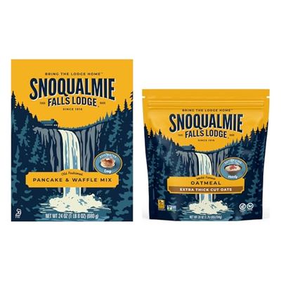 Snoqualmie Falls Lodge Extra-Thick Oatmeal, 28 OZ and Old Fashioned Pancake & Waffle Mix, 24 OZ (Variety Pack)