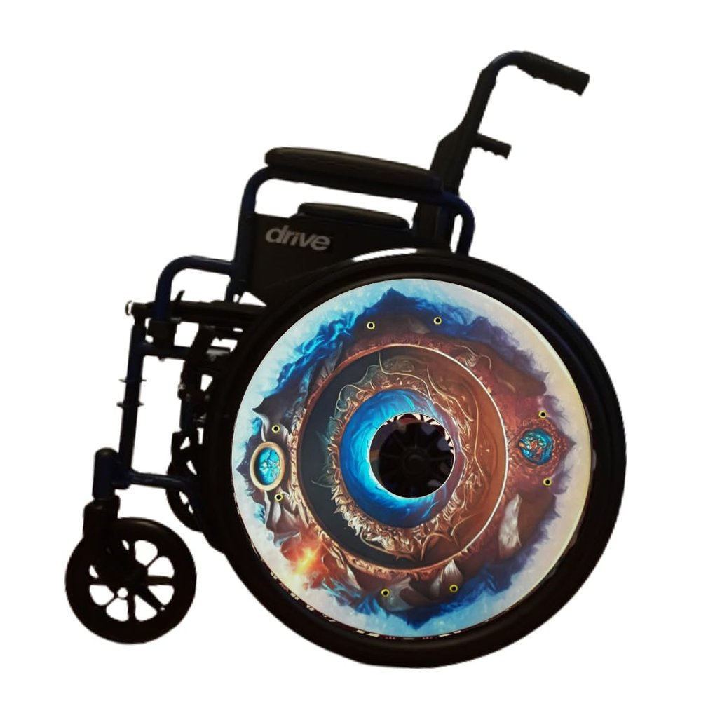 18 inches Spring Wheelchair Wheel Covers | Decorative Wheel Covers for Wheelchairs, Ocean Adventure Design, Easy Install/Remove Mobility Accessory, Waterproof