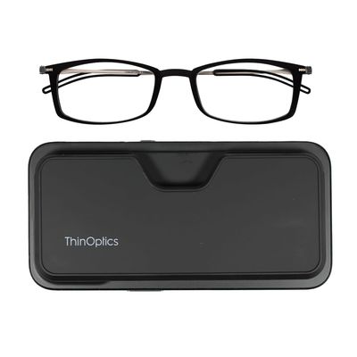 Always With You ThinOptics Reading Glasses - Ultra Thin and Lightweight Readers with Case - MagSafe Compatible - Black 2.5x