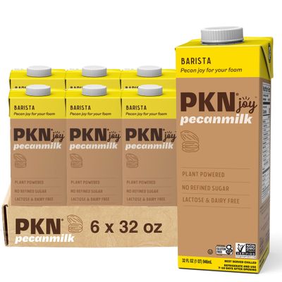 PKN Plant-Based Pecan Milk Barista Style - 32 Fl Oz (Pack of 6) - Dairy & Gluten Free, Vegan, Non-GMO Milk Alternative for Coffee, Cereal & Everyday Use - Clean Ingredients Nut Milk
