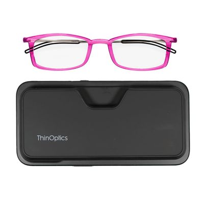 Always With You ThinOptics Reading Glasses - Ultra Thin and Lightweight Readers with Case - MagSafe Compatible - Pink 1.5x