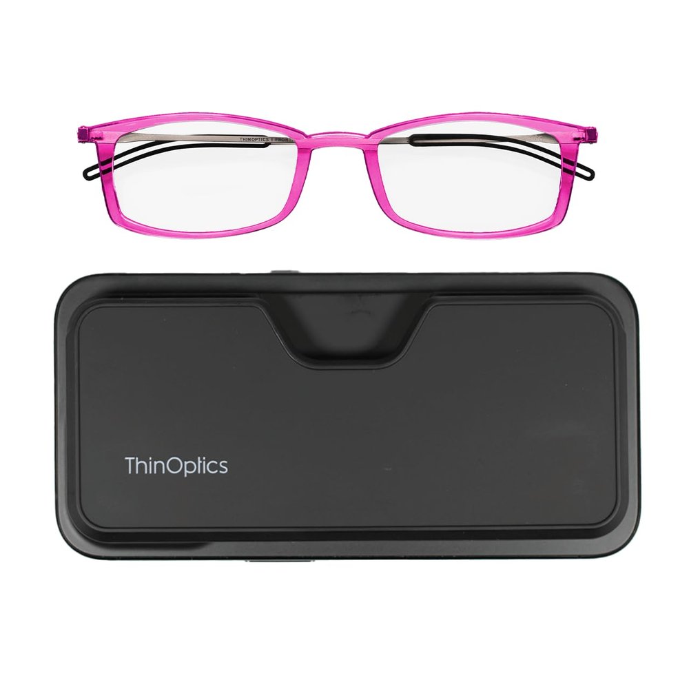 Always With You ThinOptics Reading Glasses - Ultra Thin and Lightweight Readers with Case - MagSafe Compatible - Pink 1.5x