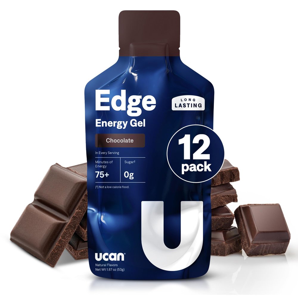 UCAN Edge Energy Gel Shots, Chocolate (12, 2 Ounce Packets) for Running, Training, Workouts, Fitness, Cycling, Crossfit | Sugar-Free, Vegan, & Keto Friendly Energy