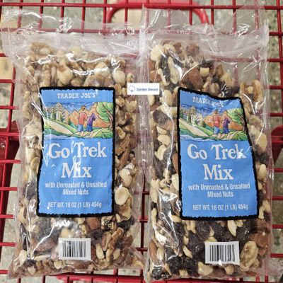 Trader Joe Go Trek Mix with Unroasted & Unsalted Mixed Nuts 16oz 454g (Two Bags)