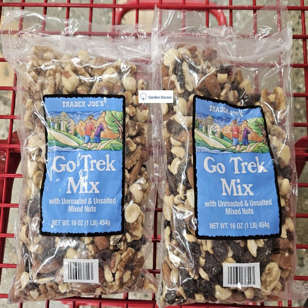 Trader Joe Go Trek Mix with Unroasted & Unsalted Mixed Nuts 16oz 454g (Two Bags)