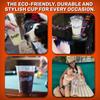 Game Cup 16oz Clear Plastic Cups (50 Pack) Made in the USA from Recycled PET Plastic | 100% Recyclable Clear Disposable Plastic Cups for Party, Tailgating, Game Day & More - Orange & Silver view 3
