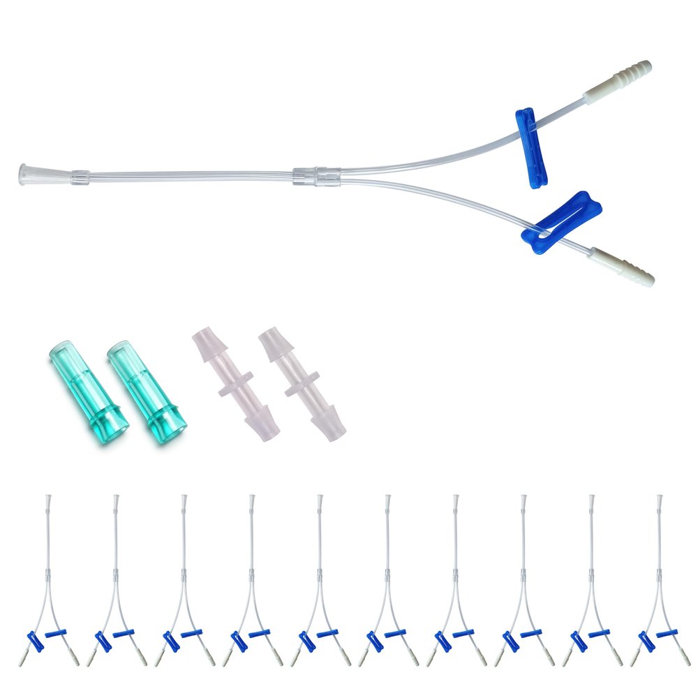 10 Pcs Tee Oxygen Tubes Splitter, 3 Ways Oxygen Tubing with Valve, Comes with Male/Female Connector