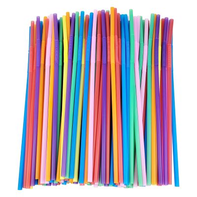 100 PCS 0.23 inches in Diameter 13inch Extra Long Straws Flexible Plastic, Colorful Disposable Bendy Party Fancy Straws Party Decorations (100, Multicolor)