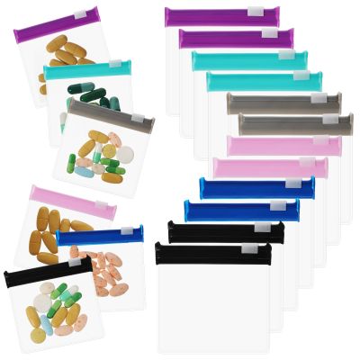 12PCS Pill Bags for Travel Reusable Pills Pouches Zippered Medicine Organizer, Clear Plastic Portable Pill Baggies Packets with Slide Lock, Self Sealing Small Zipper Lock Bags for Pills and Small Item