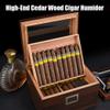 Cigar Humidor, Cedar Wood Humidor With Hygrometer, Humidifier And Glass Window, Drawer Design, Cigar Accessories, Men'S Cigar Gifts, Holds 50-60 Cigars view 2