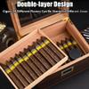 Cigar Humidor, Cedar Wood Humidor With Hygrometer, Humidifier And Glass Window, Drawer Design, Cigar Accessories, Men'S Cigar Gifts, Holds 50-60 Cigars view 4